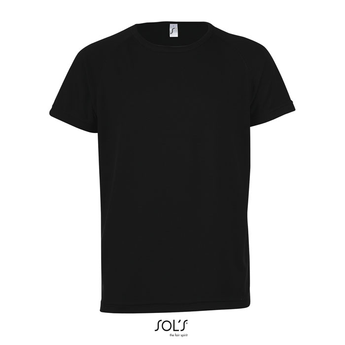 Tshirt enfant respirant publicitaire polyester 140g - SPORTY Noir 1
